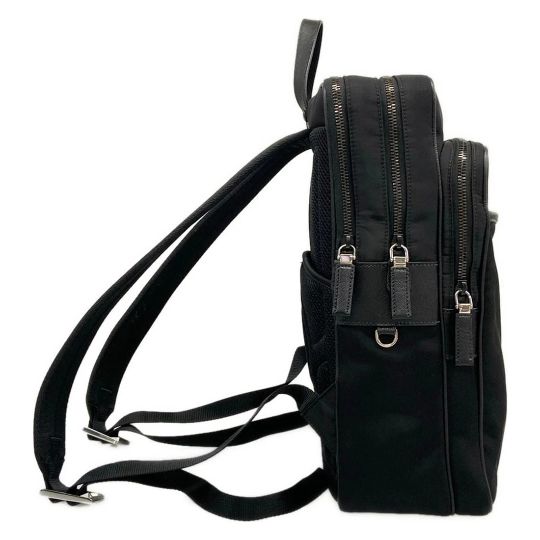 PRADA BLACK NYLON LEATHER BACKPACK - 2