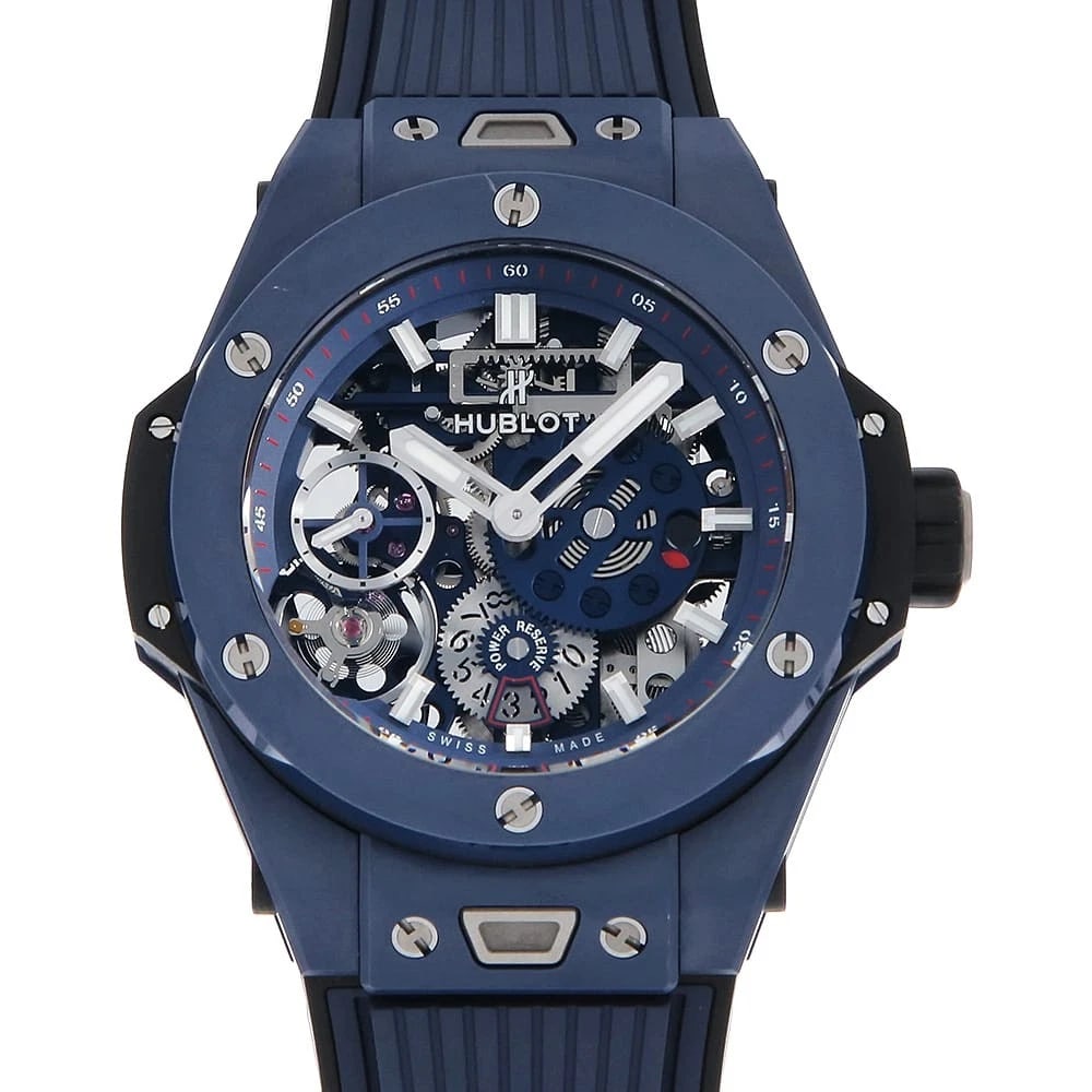 HUBLOT BIG BANG MECHA 10 BLUE CERAMIC WATCH: HUBLOT Big Bang Mecha 10 Blue Ceramic Brand: HUBLOT Type/Style: Wrist watch Material: Band Material rubber, Case Material none Color: Dial Color Skeleton Size: Case Size Case:W45mm Accessories: No