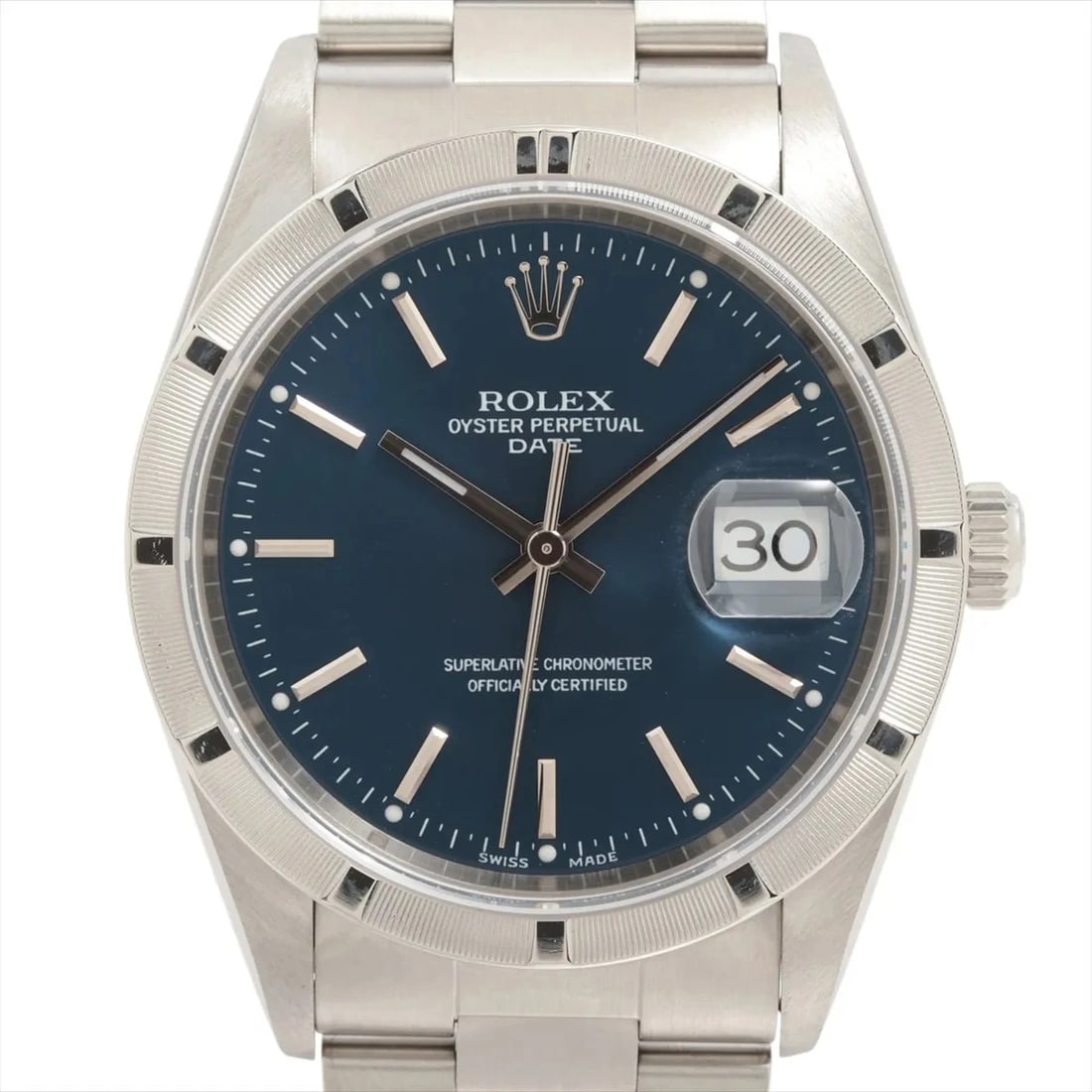 ROLEX OYSTER PERPETUAL SS AT BLUE DIAL WATCH: Rolex Oyster Perpetual SS AT blue dial Brand: Rolex Type/Style: Wristwatch Material: SS Color: Dial Color Blue Size: Case:W1.2 x H1.2inch / W34 x H34 Circumference of Wrist:6.9inch / 17.5 Accessor