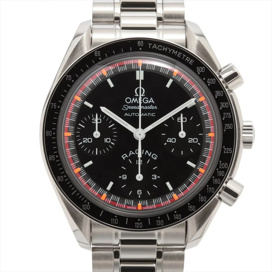 OMEGA SPEEDMASTER SCHUMACHER SS AT BLACK DIAL WATCH: Omega Speedmaster Schumacher SS AT black dial Brand: Omega Type/Style: Wristwatch Material: SS Color: Dial Color Black Size: Case:W1.2 x H1.2inch / W39 x H39 Circumference of Wrist:7.3inch / 18.5