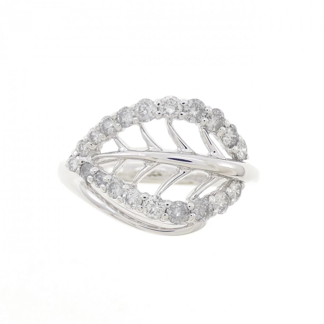 K18WG LEAF DIAMOND RING - 2
