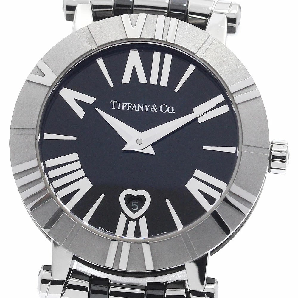 TIFFANY ATLAS QUARTZ STAINLESS STEEL CERAMIC WATCH: Tiffany Atlas Quartz Stainless Steel Ceramic Watch Brand: TIFFANY&CO. Type/Style: Wristwatch Material: Stainless Steel + Ceramic Color: Silver dial Size: Case size: 30mm Wrist size: Approx. 15 + 1.5cm