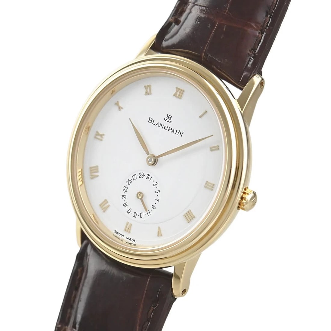 BLANCPAIN VILLERET DISC CALENDAR WATCH: BLANCPAIN Villeret Disc Calendar Brand: BLANCPAIN Type/Style: Wristwatch Material: Case Material Yellow gold Color: Dial Color white Size: Case Size Case Size: 34.0mm Accessories: None Accessories