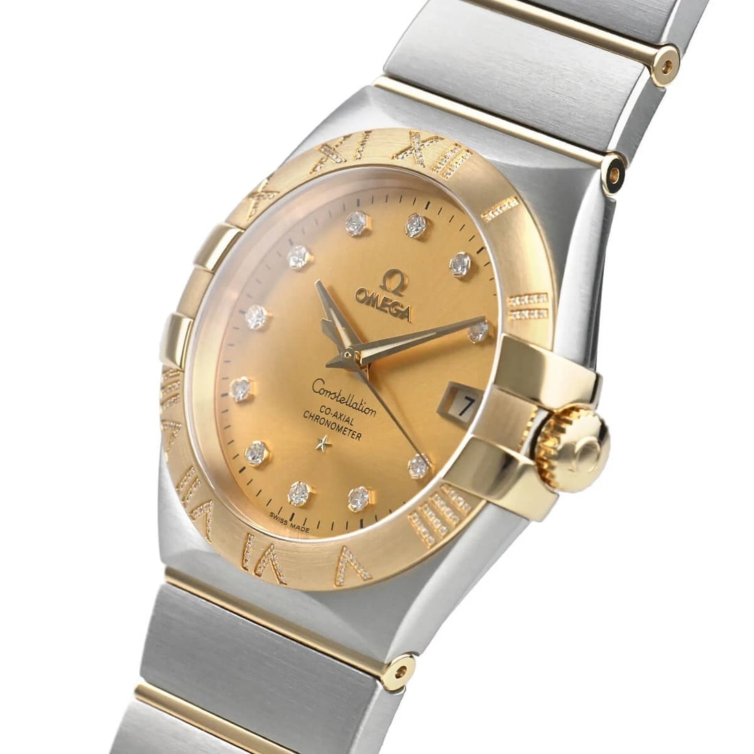 OMEGA CONSTELLATION CO-AXIAL CHRONOMETER WATCH: OMEGA Constellation Co-Axial Chronometer Brand: OMEGA Type/Style: Wristwatch Material: Case Material Stainless steel and yellow gold Color: Dial Color Champagne Size: Case Size Case Size: 35.0mm