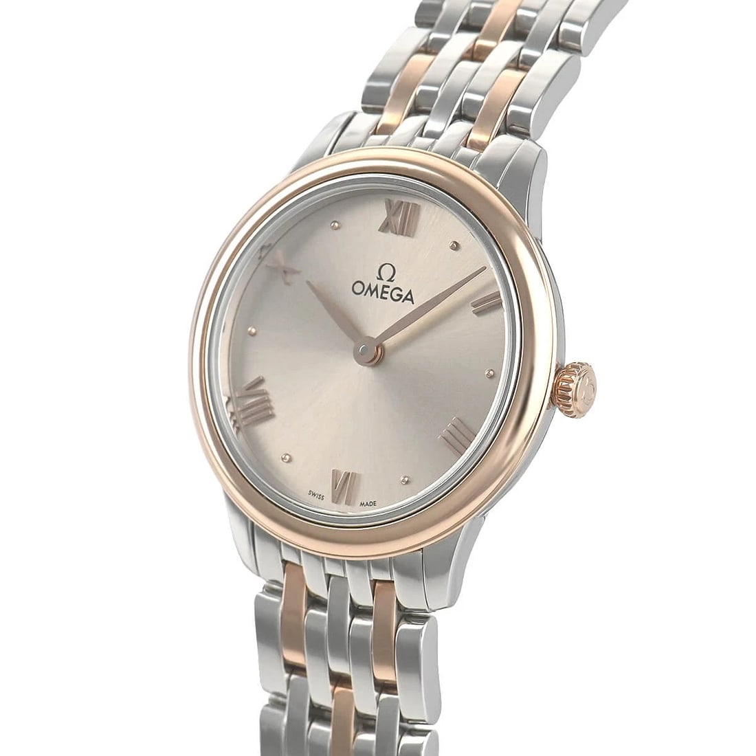OMEGA DE VILLE PRESTIGE WATCH: OMEGA De Ville Prestige Brand: OMEGA Type/Style: Wristwatch Material: Case Material Stainless Steel Sedona Gold Color: Dial Color linen Size: Case Size Case Size: 27.5mm Accessories: None