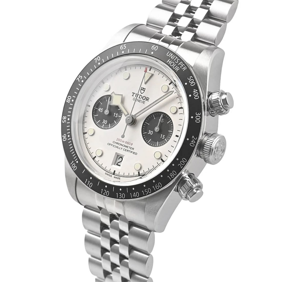 TUDOR BLACK BAY CHRONO WATCH: Tudor Black Bay Chrono Brand: Tudor Type/Style: Wristwatch Material: Case Material stainless Color: Dial Color White/Black Size: Case Size Case Size: 41.0mm Accessories: None Accessories N