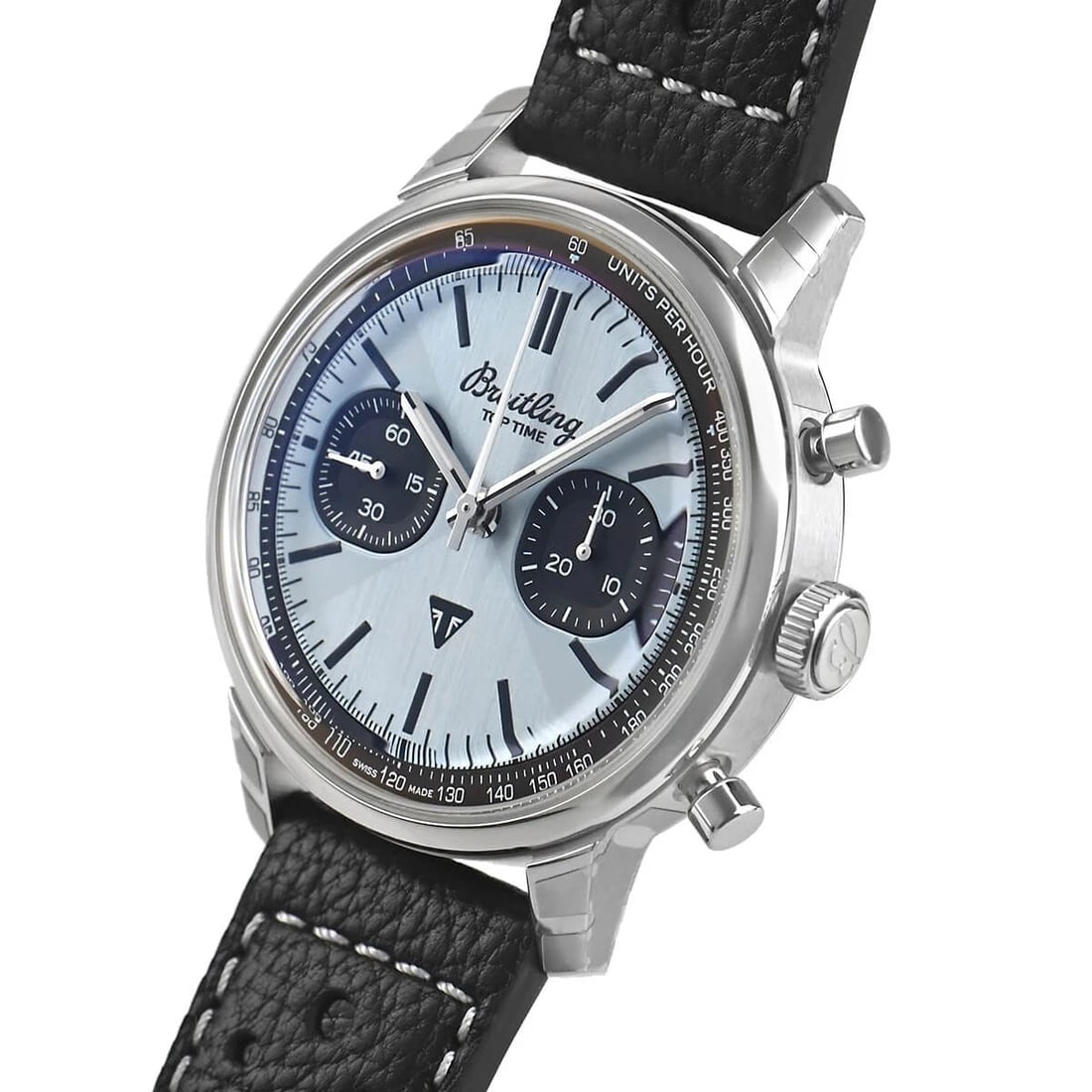 BREITLING TOP TIME TRIUMPH WATCH: BREITLING Top time Triumph Brand: BREITLING Type/Style: Wristwatch Material: Case Material stainless Color: Dial Color Ice Blue/Black Size: Case Size Case Size: 41.0mm Accessories: None Ac