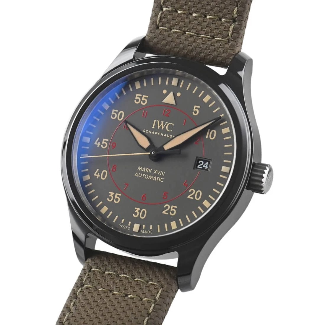 IWC PILOT'S WATCH MARK GUN MIRAMAR WATCH: IWC Pilot's Watch Mark Gun Miramar Brand: IWC Type/Style: Wristwatch Material: Case Material ceramic Color: Dial Color gray Size: Case Size 41.0mm Accessories: None Accessories Notice: When