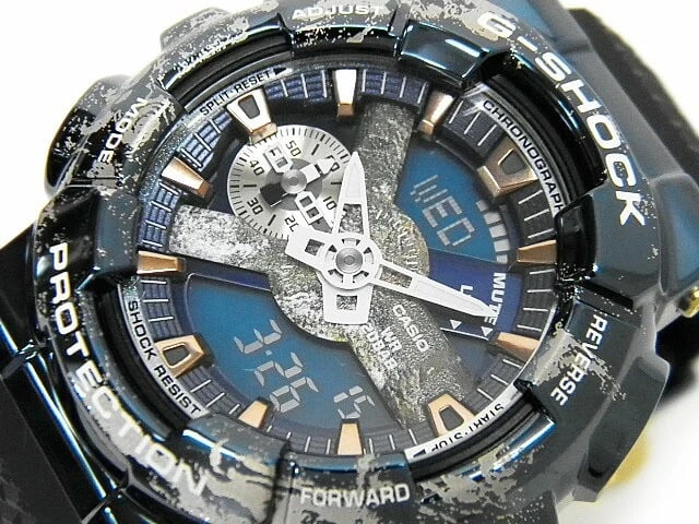 G-SHOCK QUARTZ EARTH SPACE BLUE STAINLESS STEEL RESIN WATCH: G-Shock Quartz Earth Space Blue Stainless Steel Resin Watch Brand: G-SHOCK Type/Style: Wristwatch Material: Stainless Steel + Resin Color: Blue dial Size: Case size: 48.8mm Accessories: None <