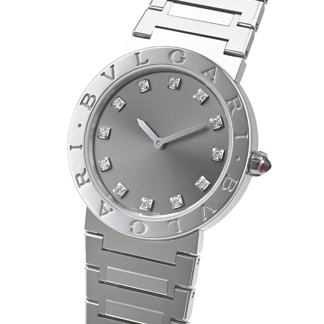 BVLGARI STAINLESS GRAY WATCH: BVLGARI stainless gray Brand: BVLGARI Type/Style: Wristwatch Material: Case Material stainless Color: Dial Color gray Size: Case Size Case Size: 33.0mm Accessories: None Accessories Notice