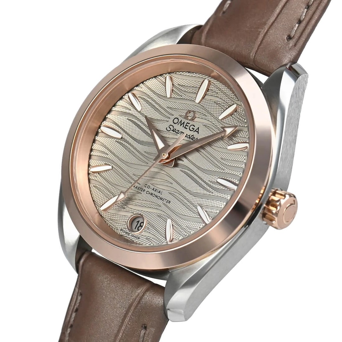 OMEGA SEAMASTER AQUA TERRA WATCH: OMEGA Seamaster Aqua Terra Brand: OMEGA Type/Style: Wristwatch Material: Case Material Stainless Steel Sedona Gold Color: Dial Color gray Size: Case Size Case Size: 34.0mm Accessories: None