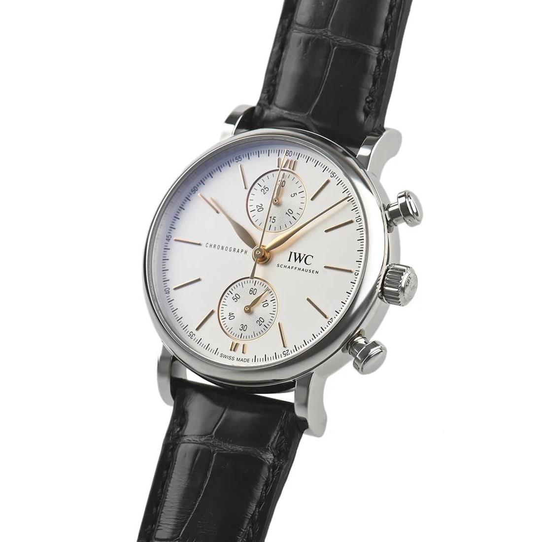IWC PORTOFINO CHRONOGRAPH WATCH: IWC Portofino Chronograph Brand: IWC Type/Style: Wristwatch Material: Case Material stainless Color: Dial Color Silver Size: Case Size Case Size: 41.0mm Accessories: None Accessories Notic