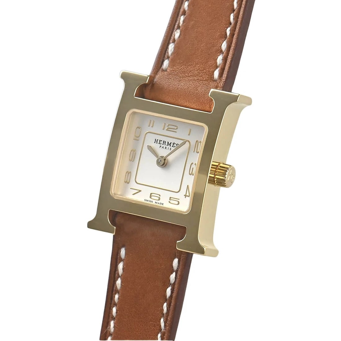 HERMES H WATCH MINI WATCH: HERMES H Watch Mini Brand: HERMES Type/Style: Wristwatch Material: Case Material Plating (stainless steel) Color: Dial Color Silver Size: Case Size Case Size: 21.0 x 17.0 mm Accessories: None