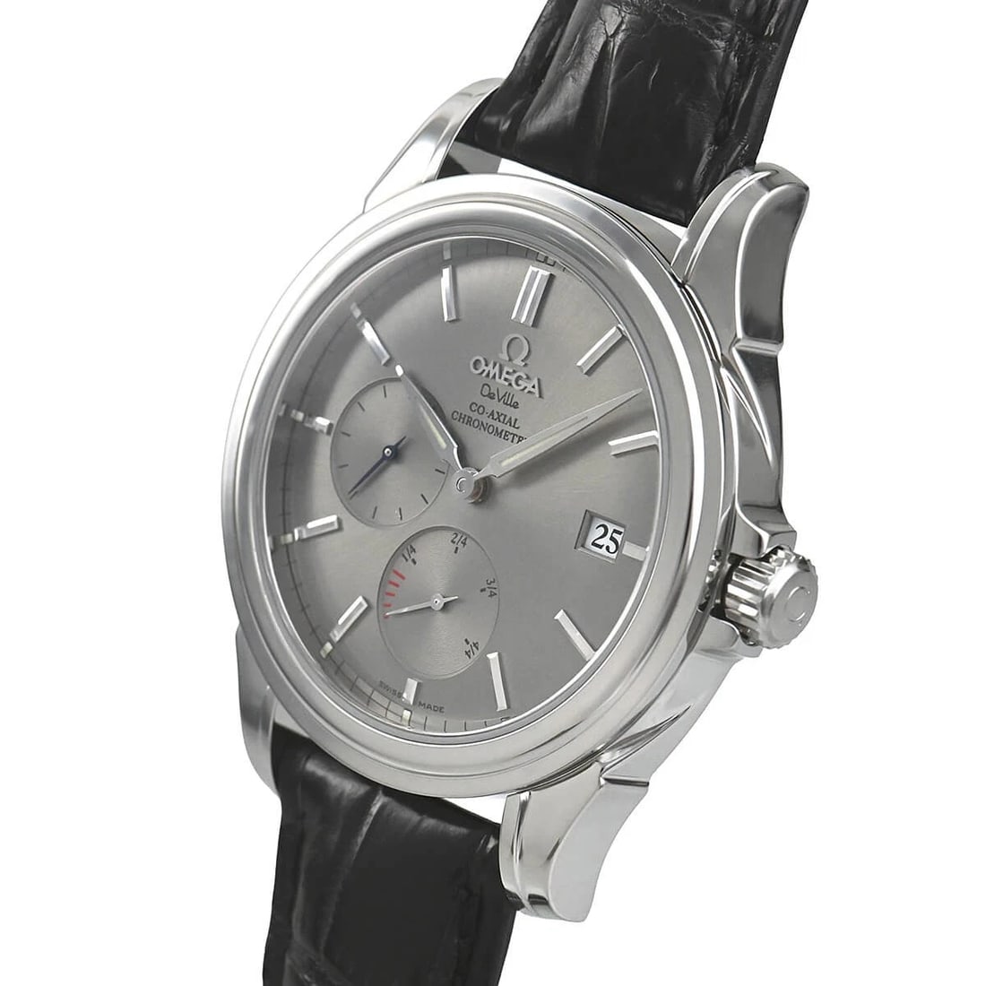 OMEGA DE VILLE CO-AXIAL POWER RESERVE WATCH: OMEGA De Ville Co-Axial Power Reserve Brand: OMEGA Type/Style: Wristwatch Material: Case Material stainless Color: Dial Color gray Size: Case Size 38.7mm Accessories: None Accessories Noti