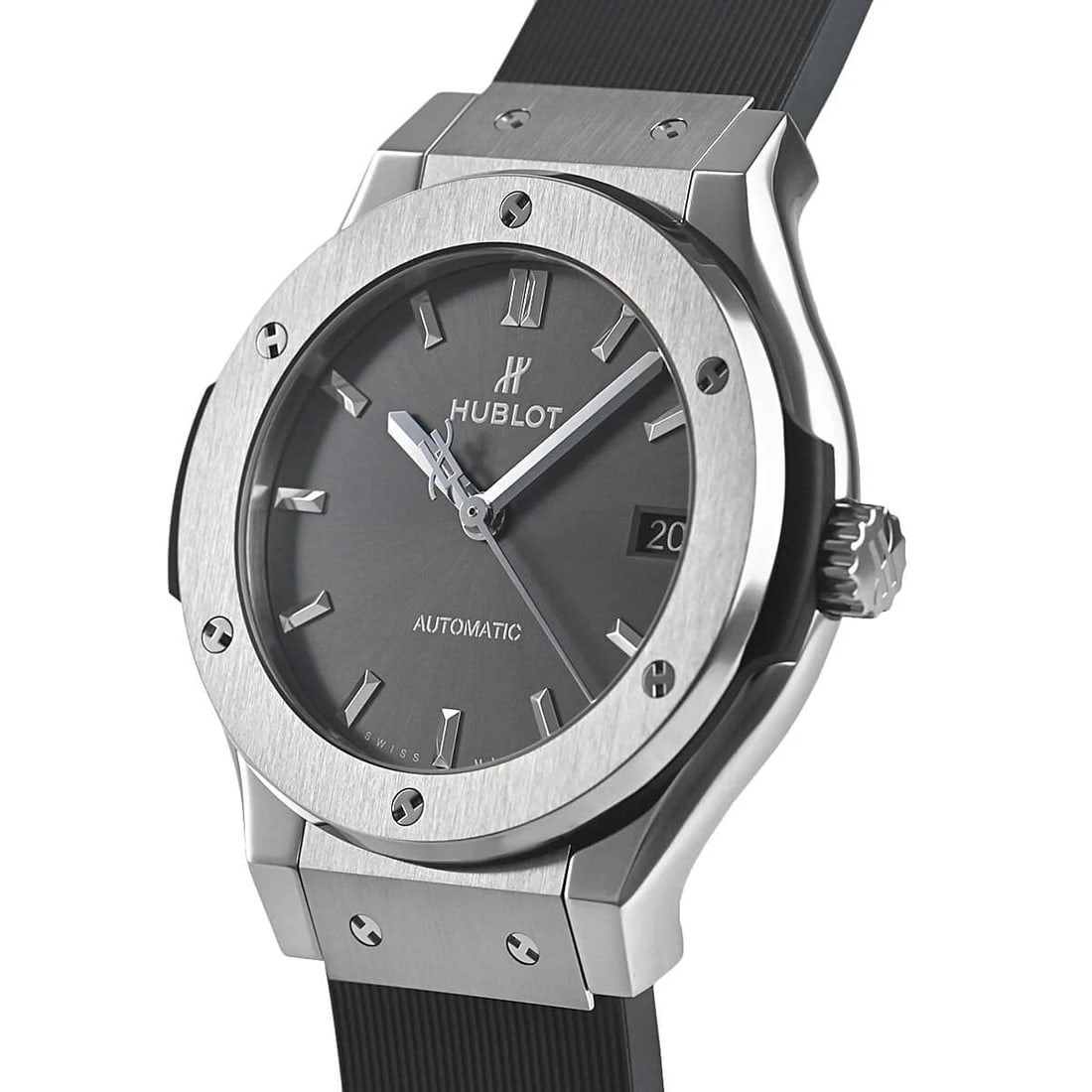 HUBLOT CLASSIC FUSION RACING GREY TITANIUM WATCH: HUBLOT Classic Fusion Racing Grey Titanium Brand: HUBLOT Type/Style: Wristwatch Material: Case Material titanium Color: Dial Color gray Size: Case Size Case Size: 38.0mm Accessories: None