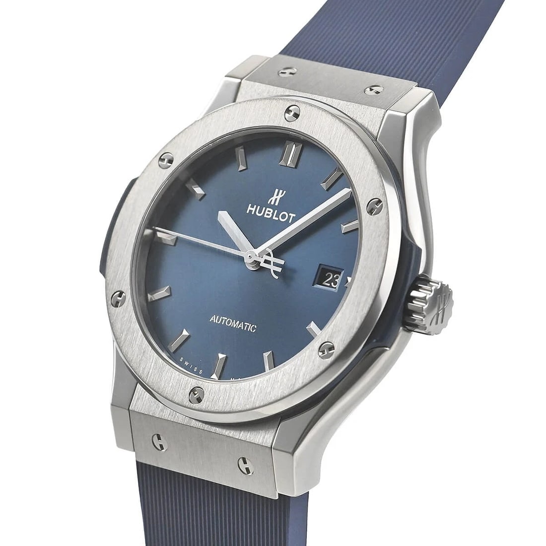 HUBLOT CLASSIC FUSION TITANIUM BLUE WATCH: HUBLOT Classic Fusion Titanium Blue Brand: HUBLOT Type/Style: Wristwatch Material: Case Material titanium Color: Dial Color blue Size: Case Size Case Size: 42.0mm Accessories: None Accesso
