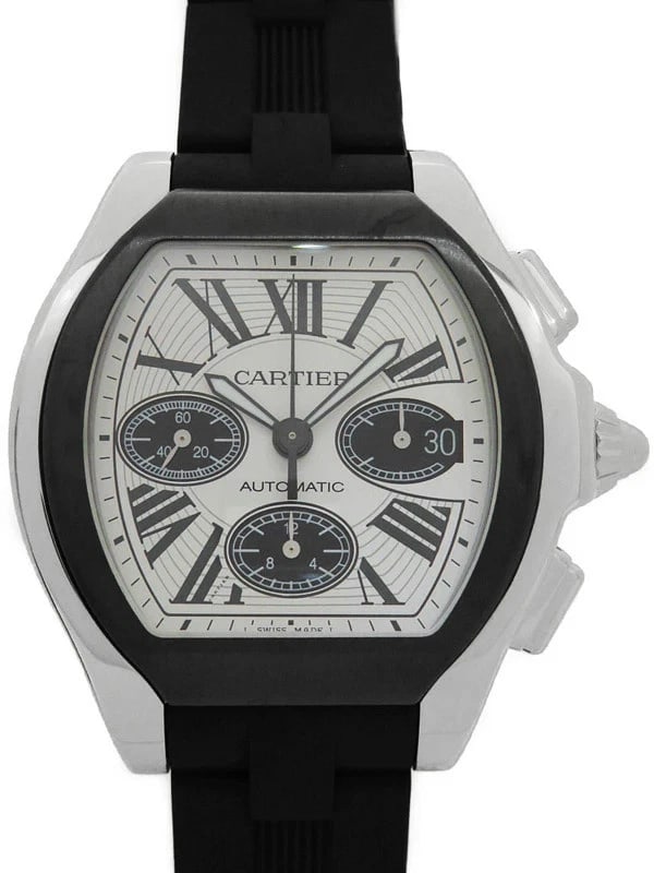 CARTIER ROADSTER S CHRONOGRAPH WATCH: Cartier Roadster S Chronograph Brand: Cartier Type/Style: Wristwatch Material: Case Material Case: Stainless steel Color: Dial Color Silver Size: Case Size Case: Approx. 50 x 44 mm (including lugs,
