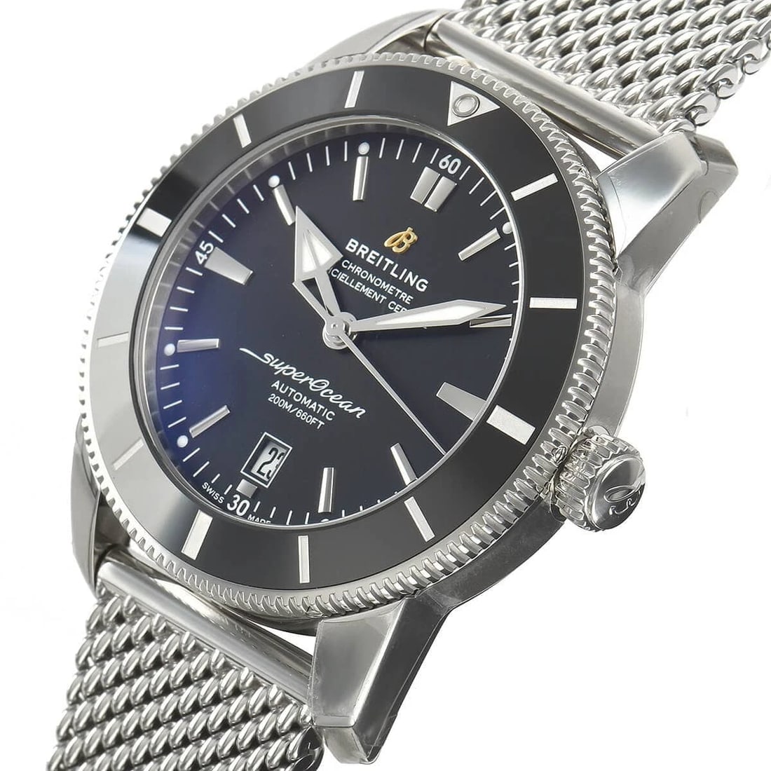 BREITLING SUPEROCEAN HERITAGE AUTOMATIC 46 WATCH: BREITLING Superocean Heritage Automatic 46 Brand: BREITLING Type/Style: Wristwatch Material: Case Material stainless Color: Dial Color black Size: Case Size Case Size: 46.0mm Accessories: None