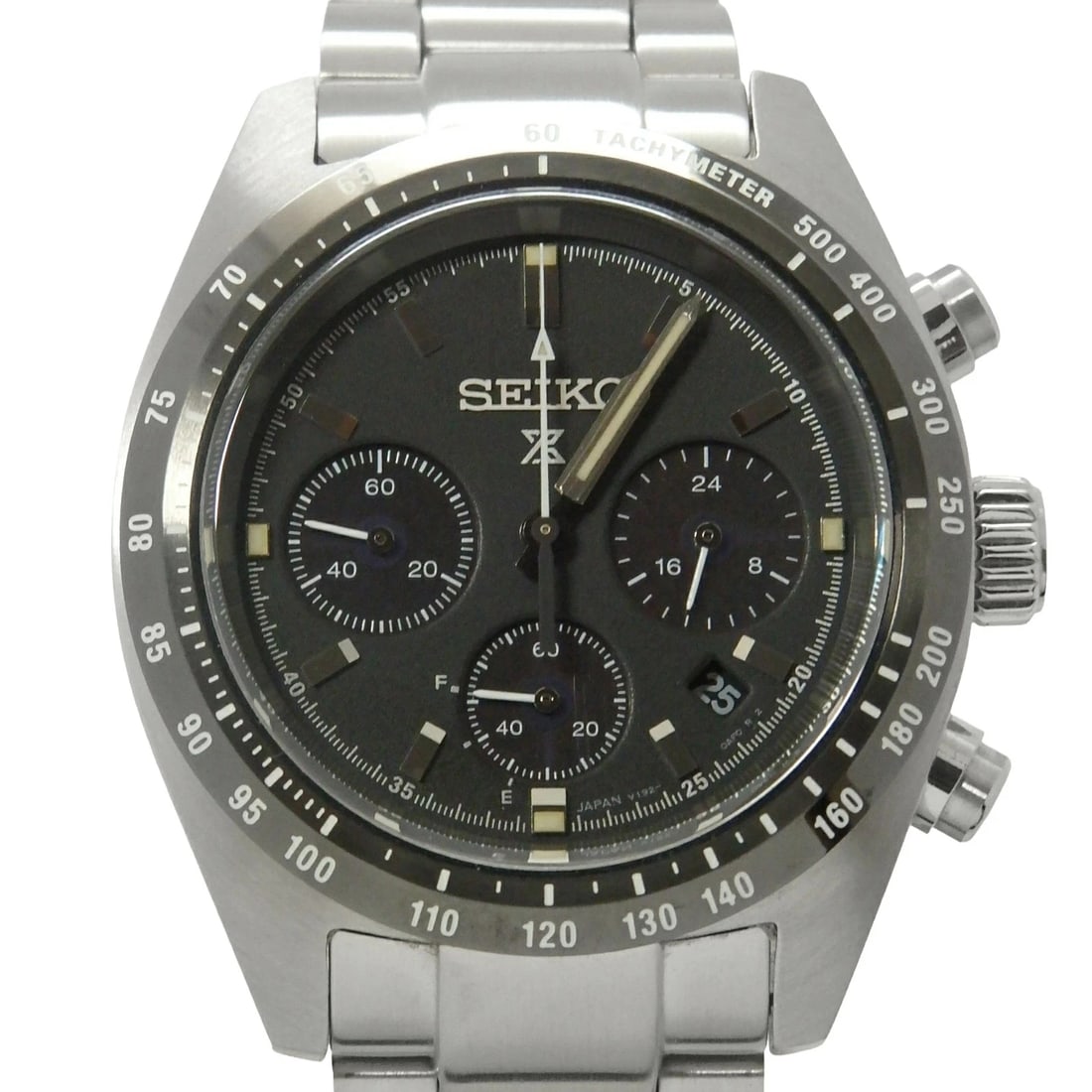 SEIKO PROSPEX SPEEDTIMER SOLAR QUARTZ BLACK DIAL WATCH: Seiko Prospex Speedtimer Solar Quartz Black Dial Watch Brand: SEIKO Type/Style: Wristwatch Material: Stainless Steel Color: Black dial Size: Case size: 39mm Wrist size: 19.5cm Accessories: None