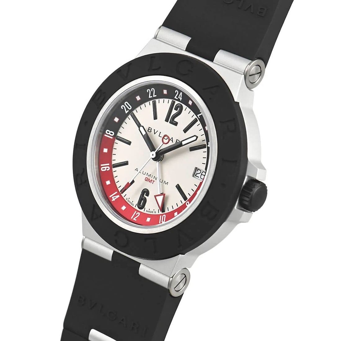 BVLGARI ALUMINIUM WATCH: BVLGARI Aluminium Brand: BVLGARI Type/Style: Wristwatch Material: Case Material Aluminum Rubber Color: Dial Color white Size: Case Size Case Size: 40.0mm Accessories: None Accessories Noti