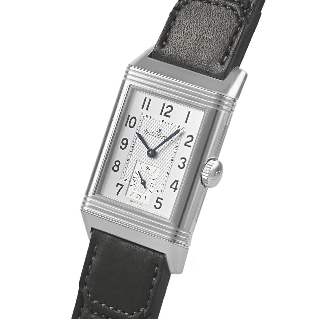 JAEGER-LECOULTRE REVERSO CLASSIC SMALL WATCH: JAEGER-LECOULTRE Reverso Classic Small Brand: JAEGER-LECOULTRE Type/Style: Wristwatch Material: Case Material stainless Color: Dial Color Silver Gray Size: Case Size Case Size: 45.6 x 27.4 mm Acce