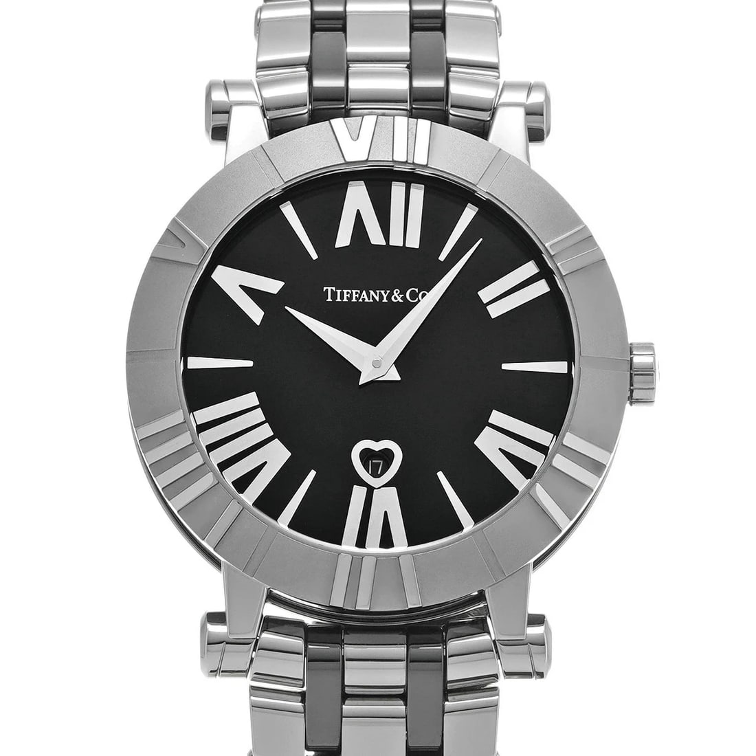 TIFFANY ATLAS QUARTZ MOVEMENT BLACK DIAL LADIES WATCH: Tiffany Atlas Quartz Movement Black Dial Ladies Watch Brand: TIFFANY & CO. Type/Style: Wristwatch Material: Stainless Steel Color: Black dial Size: Case size: 36mm Wrist size: 18cm Accessories: No