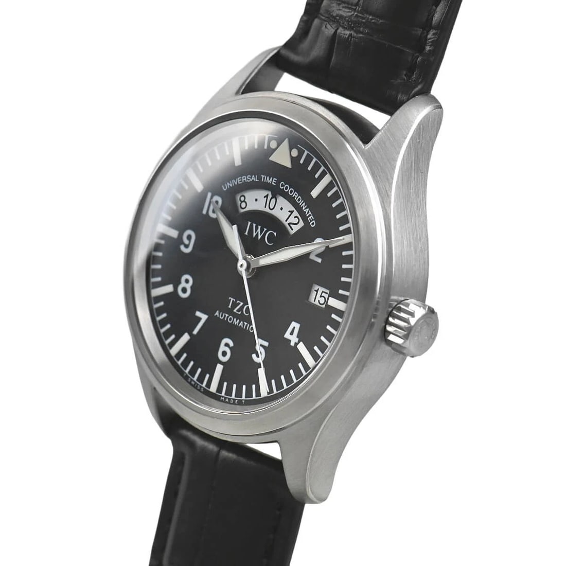 IWC FLIEGER UTC WATCH: IWC Flieger UTC Brand: IWC Type/Style: Wristwatch Material: Case Material stainless Color: Dial Color black Size: Case Size Case Size: 39.0mm Accessories: None Accessories Notice: When pur