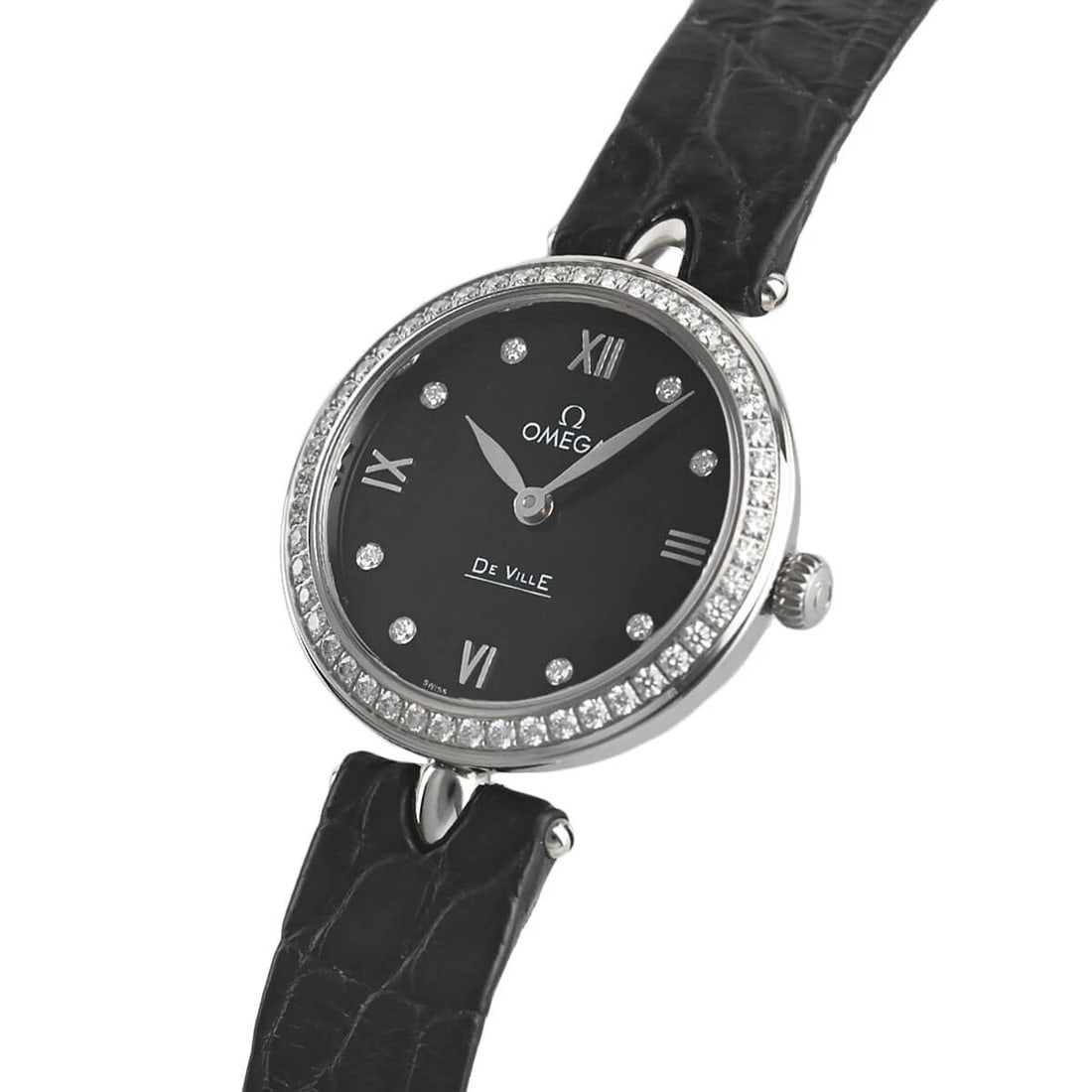 OMEGA DE VILLE PRESTIGE DEWDROP WATCH: OMEGA De Ville Prestige Dewdrop Brand: OMEGA Type/Style: Wristwatch Material: Case Material stainless Color: Dial Color black Size: Case Size Case Size: 27.4mm Accessories: None Accessories Notice: