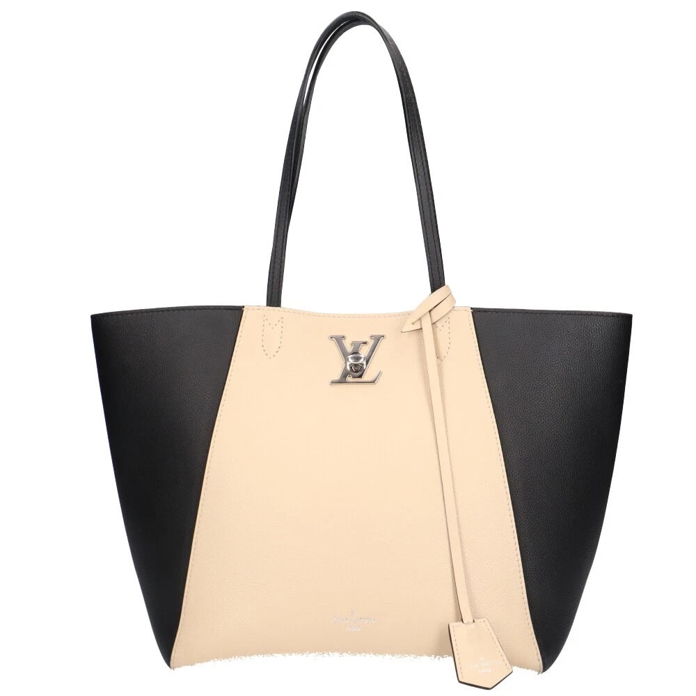 LOUIS VUITTON TOTE BAG CALFSKIN: LOUIS VUITTON Tote Bag Calfskin Brand: LOUIS VUITTON Type/Style: Tote Bag Material: Exterior Material Calfskin Color: Exterior Color beige / Vanigne Noir x black Size: W10.6 x H10.2 x D6.7inch Handle: