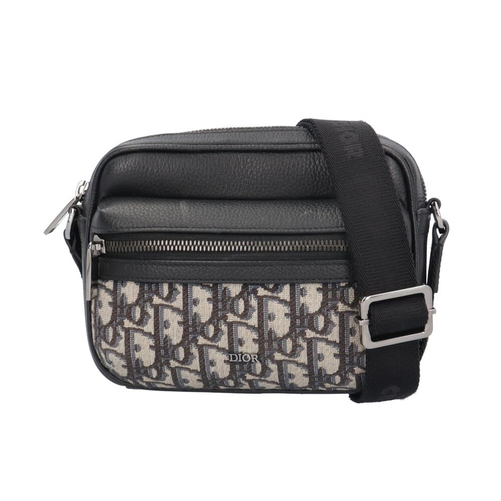 DIOR SHOULDER BAG LEATHER ZIP BAG: Dior Shoulder Bag leather Zip Bag Brand: Dior Type/Style: Shoulder Bag Material: Exterior Material leather Color: Exterior Color beige / black Size: W7.1 x H5.5 x D2.8inch Accessories: None