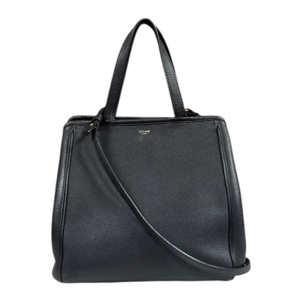 CELINE SHOULDER BAG LEATHER 2WAY: CELINE Shoulder Bag leather 2way Brand: CELINE Type/Style: Shoulder Bag Material: Exterior Material leather Color: Exterior Color black Size: W8.7 x H9.1 x D5.1inch Handle:11.6inch Accessories: None