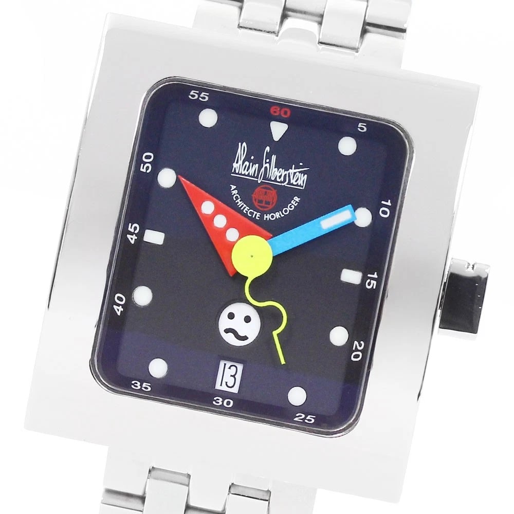 ALAIN SILBERSTEIN PAVE SMILE DAY BLACK DIAL WATCH (1 of 5)