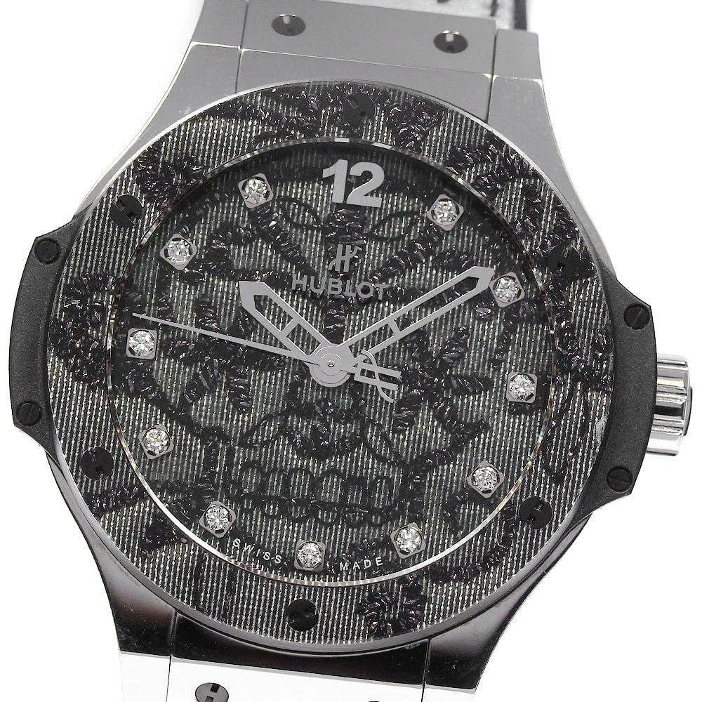 HUBLOT BIG BANG BRODERIE LIMITED DIAMOND WATCH: HUBLOT Big Bang Broderie Limited Diamond Watch Brand: HUBLOT Type/Style: Wristwatch Material: Band Material rubber, Case Material Stainless Steel / Carbon Color: Band Color White / black, Case Color S