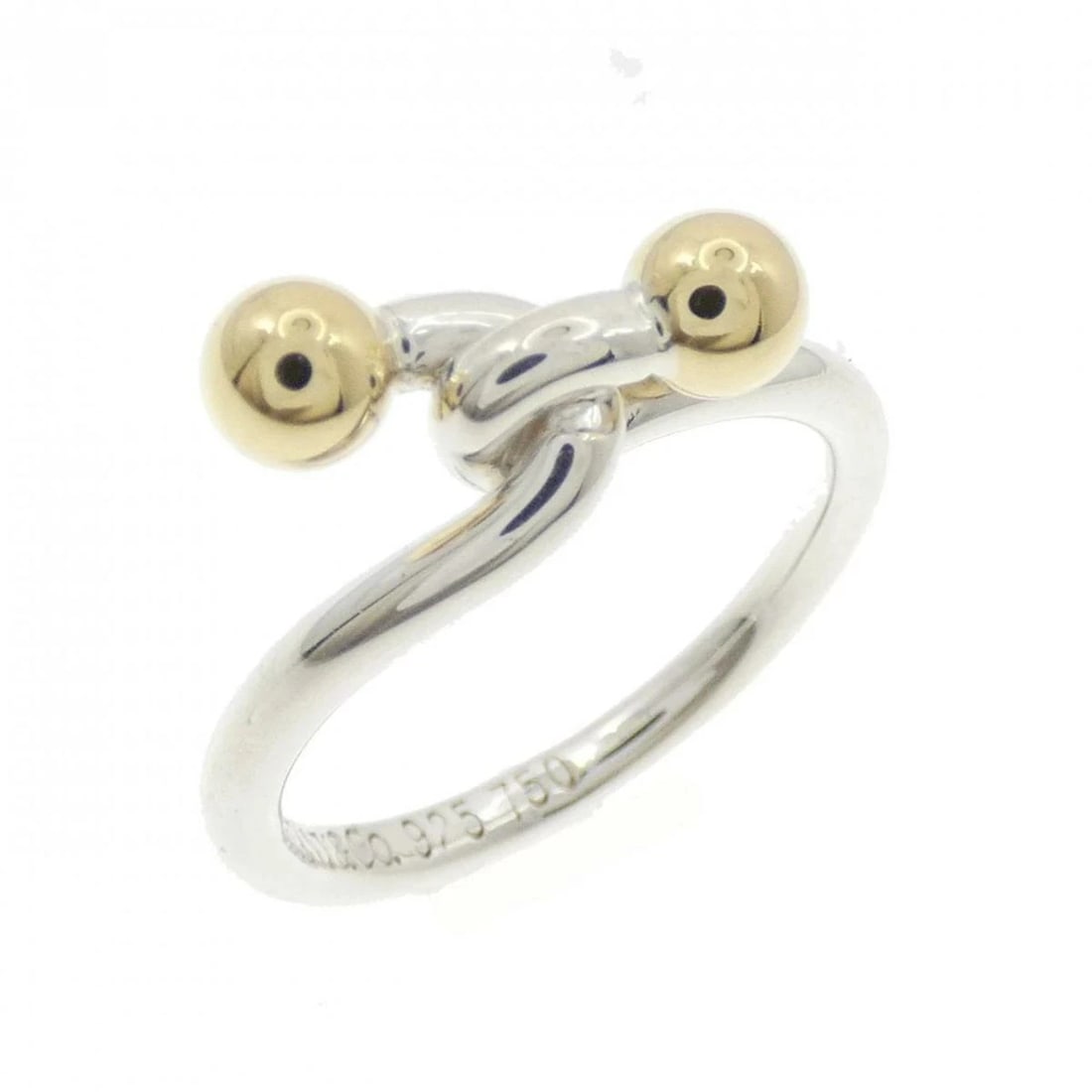 TIFFANY HOOK RING 925 SILVER GOLD: Tiffany Hook Ring 925 Silver Gold Brand: Tiffany & Co. Type/Style: Ring Material: Silver 925 K18YG, Color: YG Silver Size: US 5 Accessories: None Accessories Notice: When purchasing pre-ow