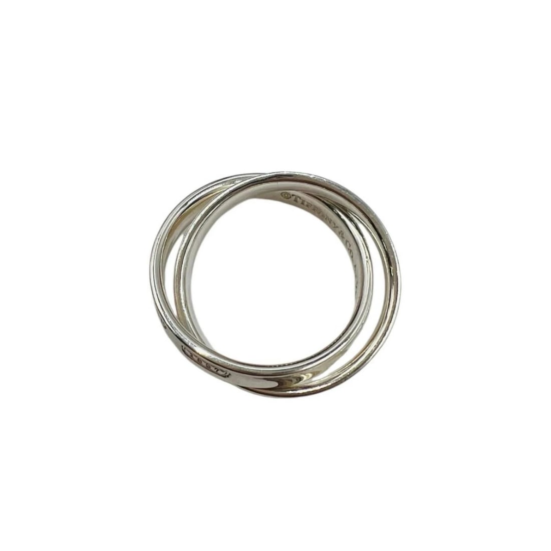 TIFFANY & CO. SILVER INTERLOCKING CIRCLE RING - 3