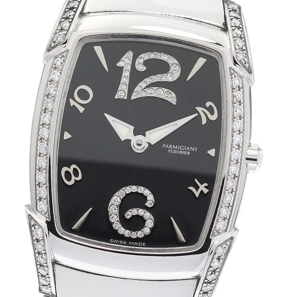 PARMIGIANI FLEURIER CARPADONNA SIDE DIAMOND BLACK DIAL QUARTZ WATCH: PARMIGIANI FLEURIER Carpadonna Side Diamond Black Dial Quartz Watch Brand: PARMIGIANI FLEURIER Type/Style: Wristwatch Material: Band Material Stainless Steel, Case Material Stainless Steel Color: Band