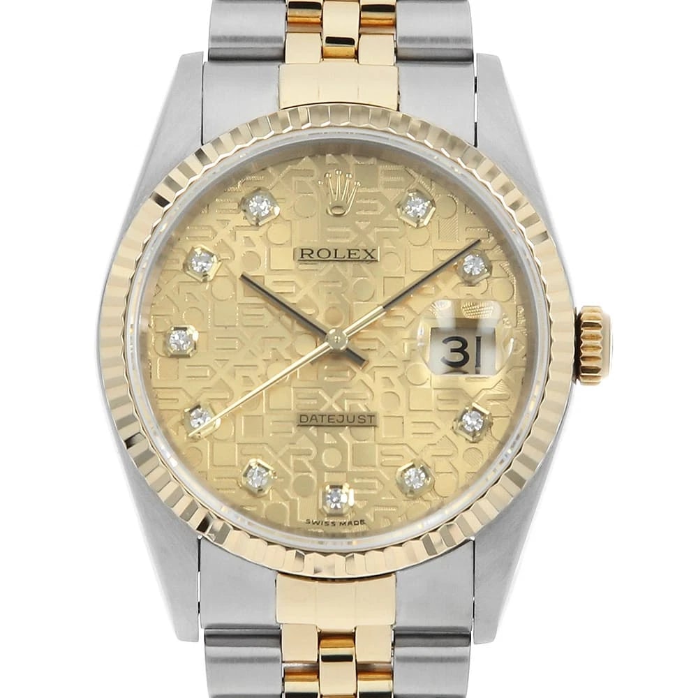 ROLEX DIAMOND CHAMPAGNE CARVING COMPUTER WATCH: ROLEX Diamond Champagne Carving computer Watch Brand: ROLEX Type/Style: Wrist watch Material: Band Material Stainless Steel/Yellow Gold, Case Material Stainless Steel/Yellow Gold Color: Dial Color Cha