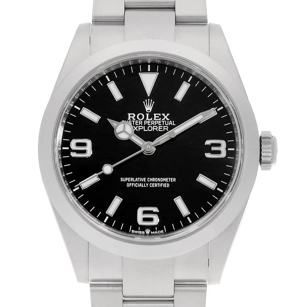 ROLEX EXPLORER BLACK WATCH: ROLEX Explorer black Watch Brand: ROLEX Type/Style: Wrist watch Material: Band Material Stainless Steel, Case Material Stainless Steel Color: Dial Color Black Size: Case Size Case:W40mm Circumference 