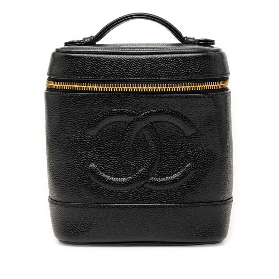 CHANEL COCO MARK VANITY BAG HANDBAG BLACK CAVIARSKINLEATHER: Chanel Coco Mark Vanity Bag Handbag Black CaviarSkinLeather Brand: Chanel Type/Style: Handbag, Vanity bag Material: Grained Calfskin Color: Black Size: (HxWxD) 17cm x 15cm x 12.5cm / 6.69'' x 5.9'' x 
