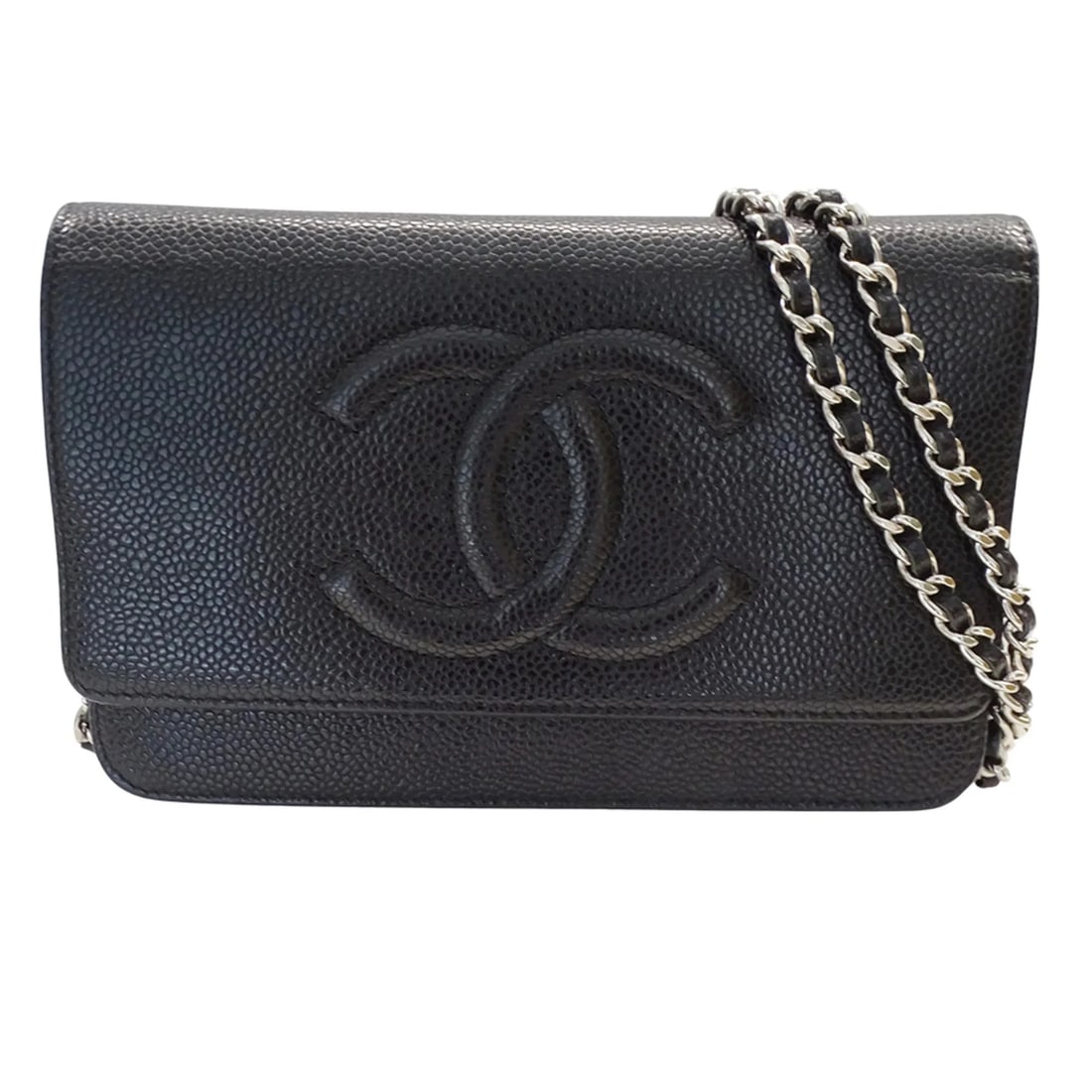 CHANEL WALLET, BRAND SHOULDER HANDBAG, CAVIARSKINLEATHER: CHANEL Wallet, Brand Shoulder Handbag, CaviarSkinLeather Brand: Chanel Type/Style: Handbag Material: Grained Calfskin Color: Black Size: (HxWxD)12.5cm x 19cm x 2.5cm / 4.92'' x 7.48'' x 0.98'' Acc