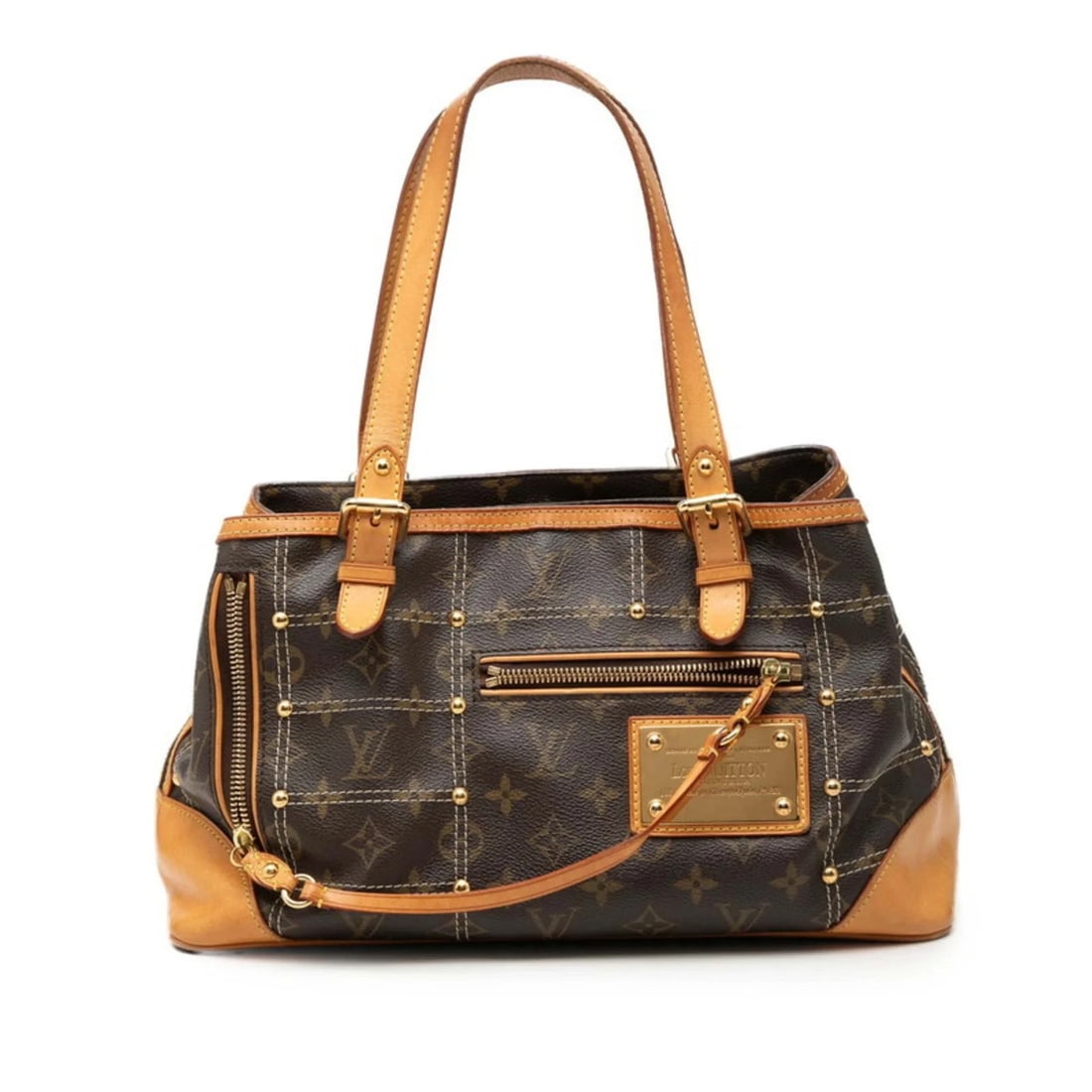 LOUIS VUITTON MONOGRAM RIVET HANDBAG SHOULDER BAG BROWN: Louis Vuitton Monogram Rivet Handbag Shoulder Bag Brown Brand: Louis Vuitton Type/Style: Handbag, Shoulder bag Material: PVC, Leather Color: Brown Size: (HxWxD) 20cm x 35cm x 16cm / 7.87'' x 13.77'' x