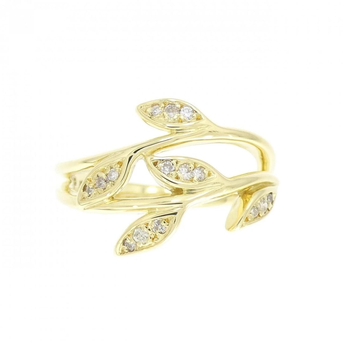 K18YG LEAF DIAMOND RING: K18YG Leaf Diamond Ring Brand: Unbranded Type/Style: Diamond Ring Material: K18YG, Main Stone Natural Color: Yellow Gold Size: US 6 1/4 Accessories: None Accessories Notice: When purchasing pre-owned
