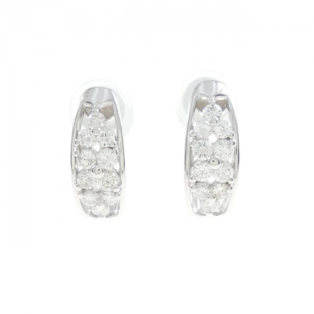 PT/K14WG DIAMOND EARRINGS: PT/K14WG Diamond Earrings Brand: Unbranded Type/Style: Diamond Pierce/Earring Material: PT/K14WG, Main Stone Natural Color: WG,SILVER Size: Actual Size Approx. height x width: 16.8mm x 6.2mm Acces