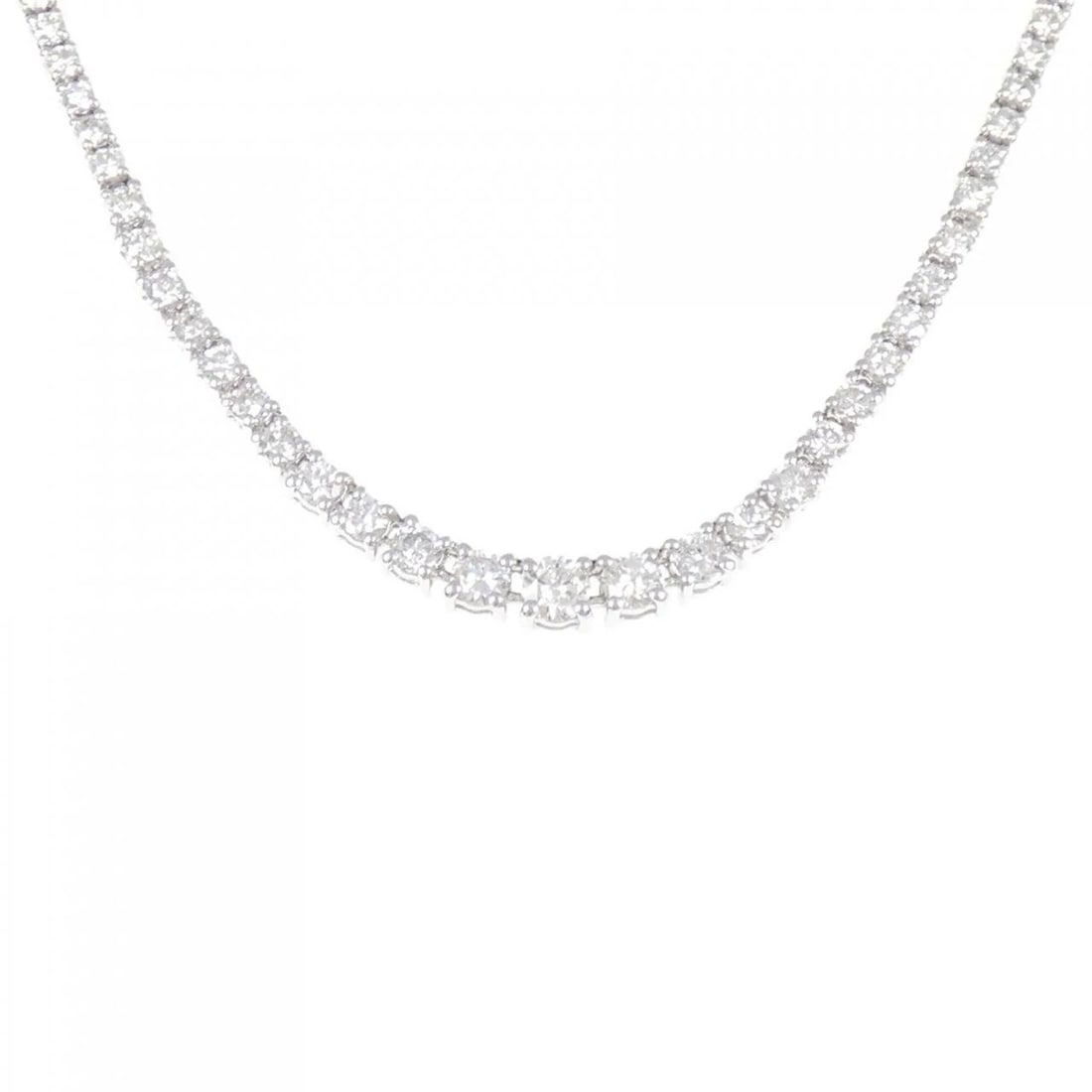 K18WG DIAMOND NECKLACE: K18WG Diamond Necklace Brand: Unbranded Type/Style: Diamond Necklace Material: K18WG, Main Stone Natural Color: WG Size: Actual Size Chain maximum width approx.: 3.9mm 39cm Accessories: None