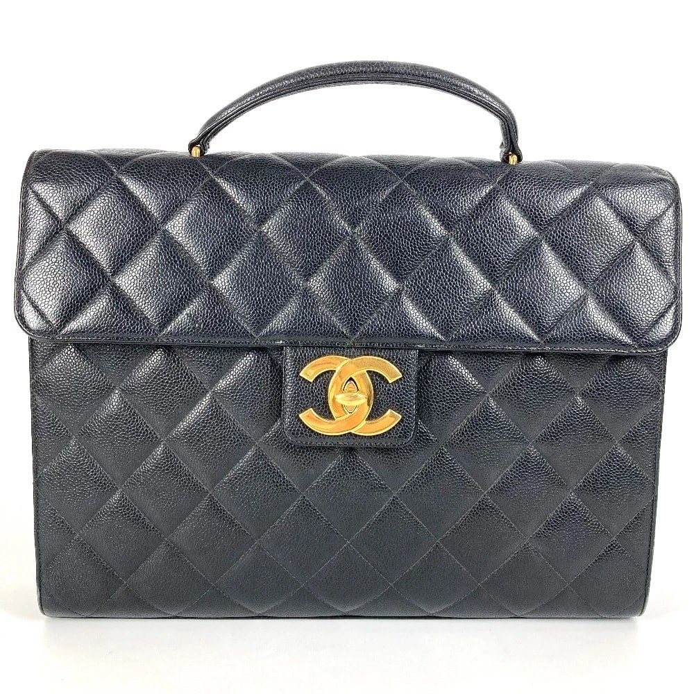 CHANEL LOGO MATELASSE QUILTED HAND BAG TOTE BAG: CHANEL Logo Matelasse Quilted Hand Bag Tote Bag Brand: CHANEL Type/Style: Business bag Material: Caviar Leather Color: BlackxGoldHardware Size: W14.6?H10.8?D2.4inch / W37cm?H27.5cm?D6cm Accessorie