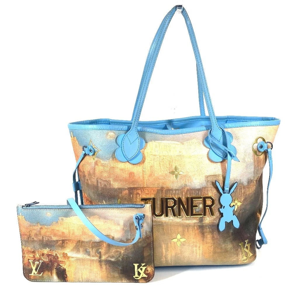 LOUIS VUITTON COLLECTION NEVERFULL MM TOTE BAG SHOULDER BAG: LOUIS VUITTON Collection Neverfull MM Tote Bag Shoulder Bag Brand: Louis Vuitton Type/Style: Shoulder Bag Material: Leather / Coated Canvas Color: blue Size: W12.6?H10.8?D5.9inch / W32cm?H27.5cm?D15cm