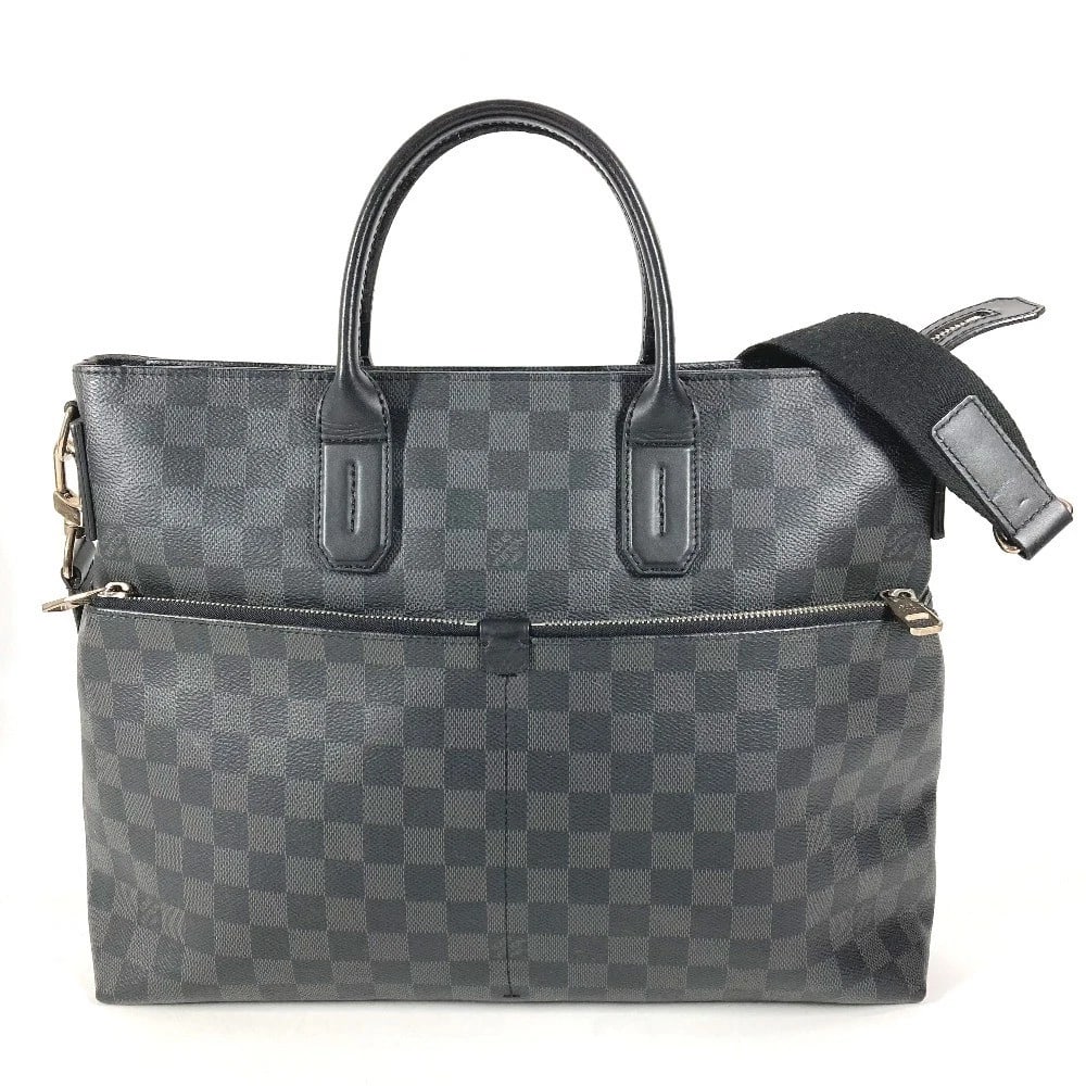 LOUIS VUITTON DAMIER-GRAPHITE TOTE BAG, HAND BAG: LOUIS VUITTON Damier-Graphite Tote Bag, Hand Bag Brand: Louis Vuitton Type/Style: Business bag Material: DamierGraphiteCanvas Color: Black Size: W14.4?H10.8?D3.0inch / W36.5cm?H27.5cm?D7.5cm Acces