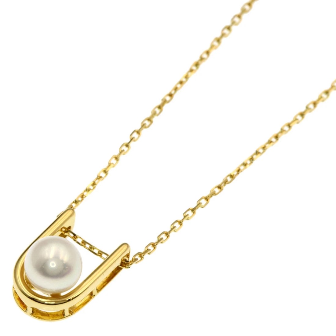 MIKIMOTO PEARL NECKLACE K18 YELLOW GOLD: MIKIMOTO Pearl Necklace K18 Yellow Gold Brand: MIKIMOTO Type/Style: Necklace Material: K18 Yellow Gold, Main Stone Pearl Color: Gold Size: Stone Size:0.2inch/6.2x6.2mm Chain Length:15.0inch/38cm Chain