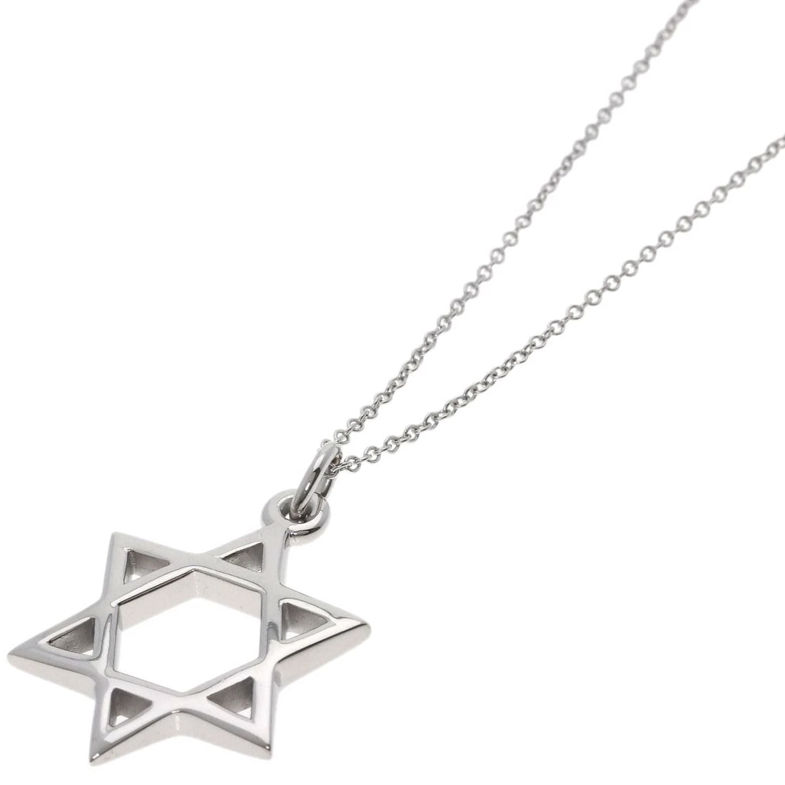 TIFFANY&CO. DAVID NECKLACE K18 WHITE GOLD: TIFFANY&Co. David Necklace K18 White Gold Brand: TIFFANY&Co. Type/Style: Necklace Material: K18 White Gold, Color: Silver Size: Chain Length:17.7inch/45cm Chain Width:0.4inch/1mm Top Size:1.0inch/24.2