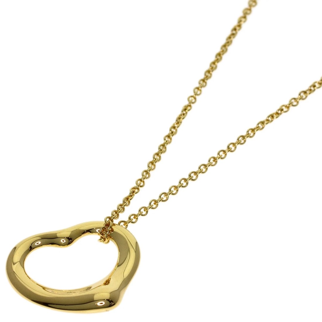 TIFFANY&CO. OPEN HEART NECKLACE K18 YELLOW GOLD: TIFFANY&Co. Open heart Necklace K18 Yellow Gold Brand: TIFFANY&Co. Type/Style: Necklace Material: K18 Yellow Gold, Color: Gold Size: Chain Length:15.7inch/40cm Chain Width:0.5inch/1.2mm Top Size:0.5in